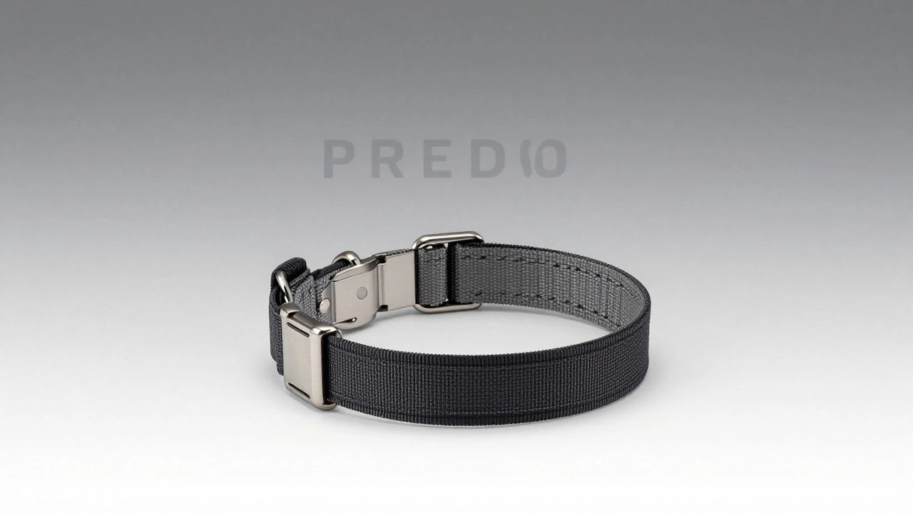 A dog wearing both a buckle collar and a snap collar together for dual safety.