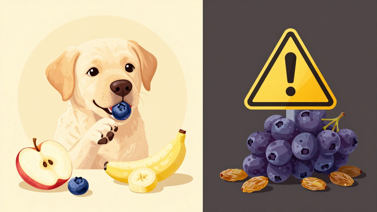 Comparison of safe blueberries versus toxic grapes for dogs