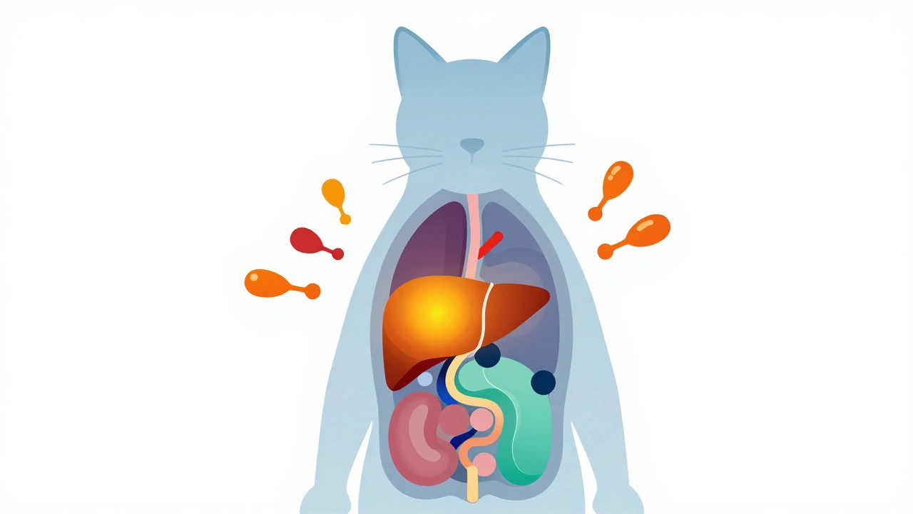 Illustration of cat liver fat accumulation risk